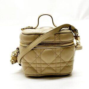 Christian Dior Cosmetic Pouch Beige Leather mon-1024-091725